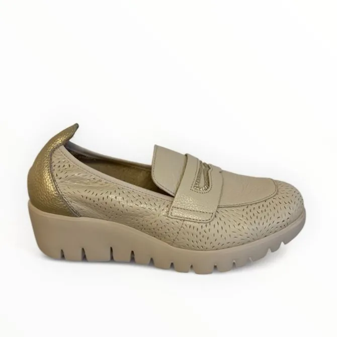 Wonders Beige & Gold Wedge
