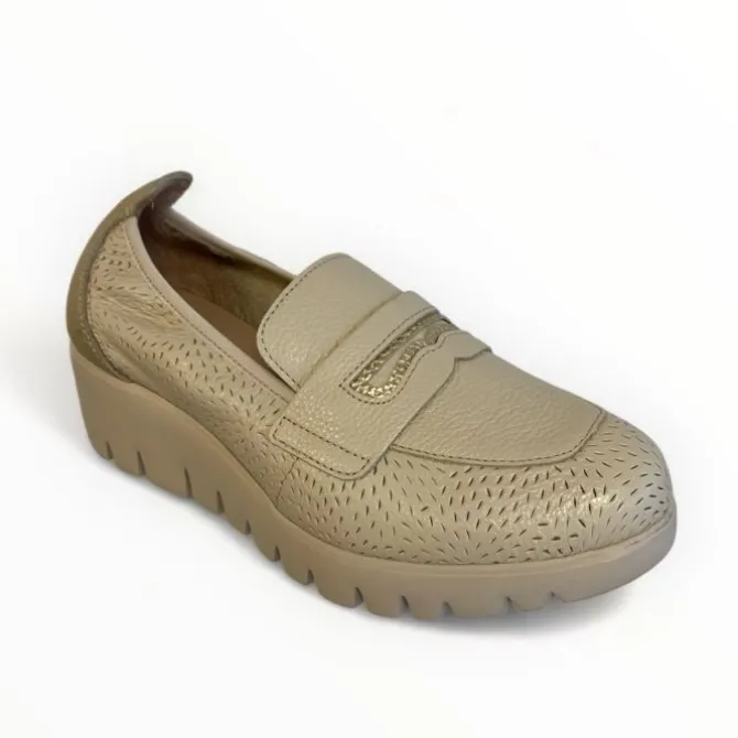 Wonders Beige & Gold Wedge