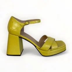 Wonders Julia Lime Patent Platform Sandal