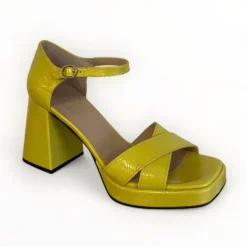 Wonders Julia Lime Patent Platform Sandal