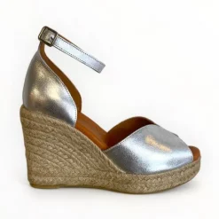 Wonders Silver Espadrille Sandal